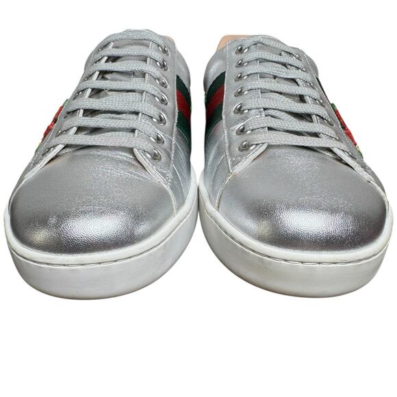 Gucci Ace Sneakers Silver Dragon Leather Size 7 Men / 8.5 Women Unisex Italy main image 6